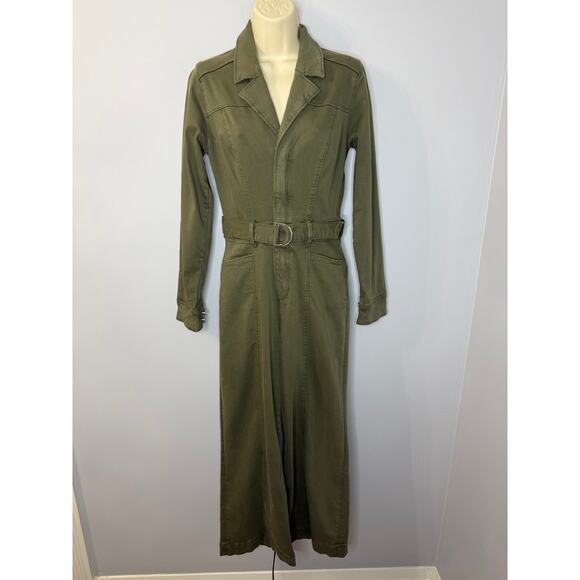 Paige Anessa Wide-Leg Utility Jumpsuit Wide Leg Vintage Brushed Olive Sz 0 - Picture 11 of 13